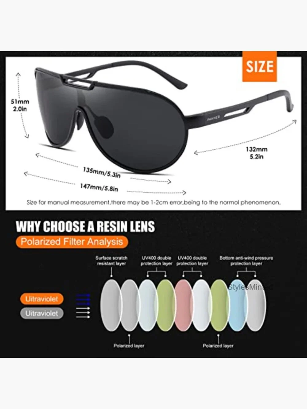 Retro Aviator Polarized Sunglasses UV400 Protection Lightweight Metal Frame
